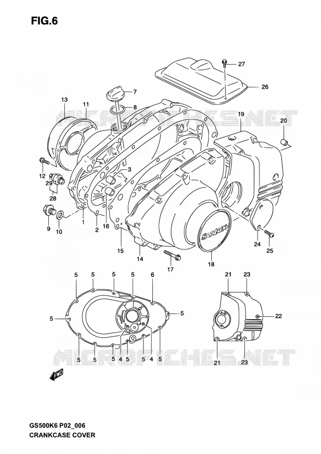 CARTER Suzuki MOTO 500 GS-F 2004  GS500F K4 (P02,P19,P24,P54)