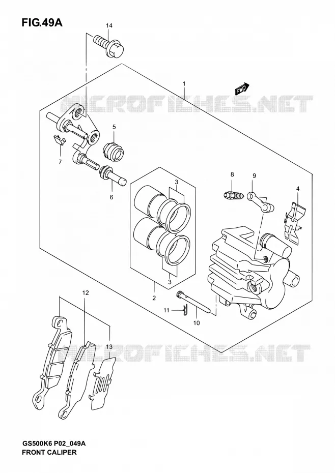 ETRIER DE FREIN AVANT (MODELE K4/K5/K6) Suzuki MOTO 500 GS-F 2005  GS500F K5 (P02,P19,P24,P54)
