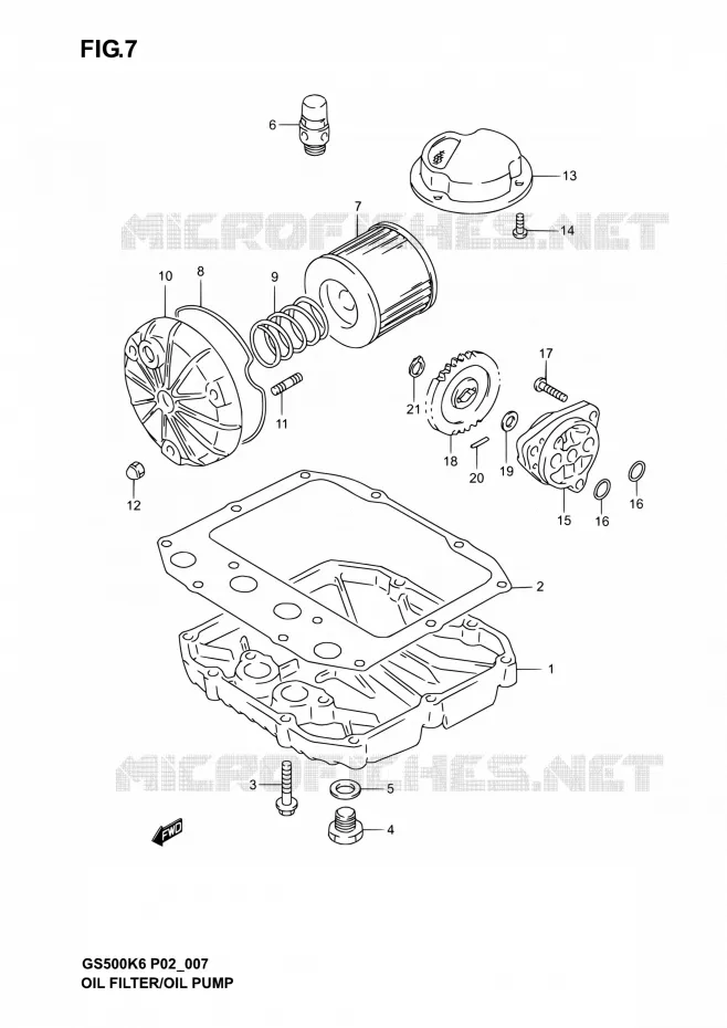 FILTRE A HUILE - POMPE A HUILE Suzuki MOTO 500 GS-F 2005  GS500F K5 (P02,P19,P24,P54)