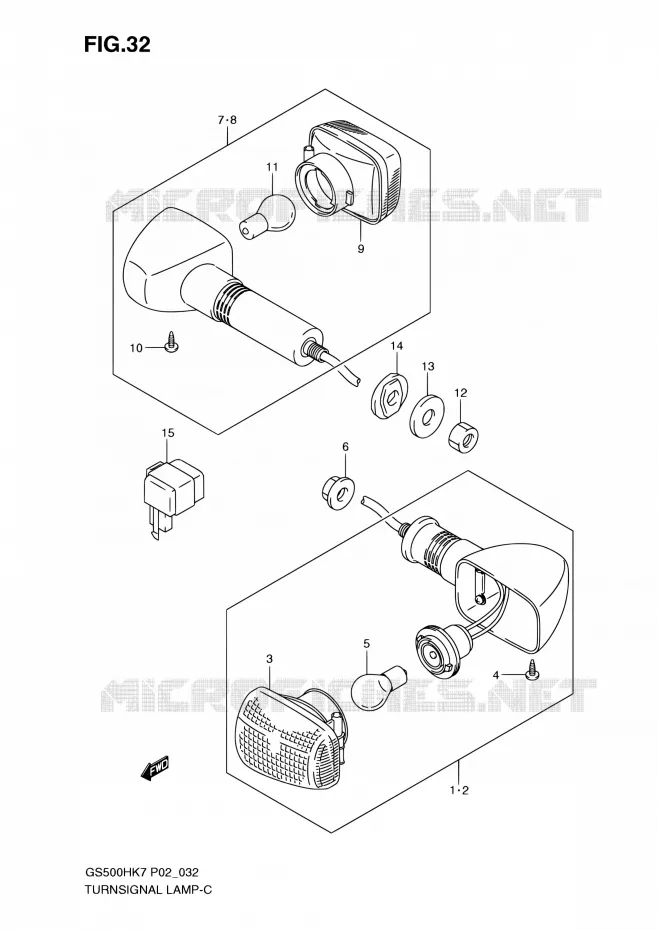 CLIGNOTANTS (GS500H P02, P19, P24, P54, GS500HU P19) Suzuki MOTO 500 GS-F 2007  GS500FH K7 (P02,P19,P54)