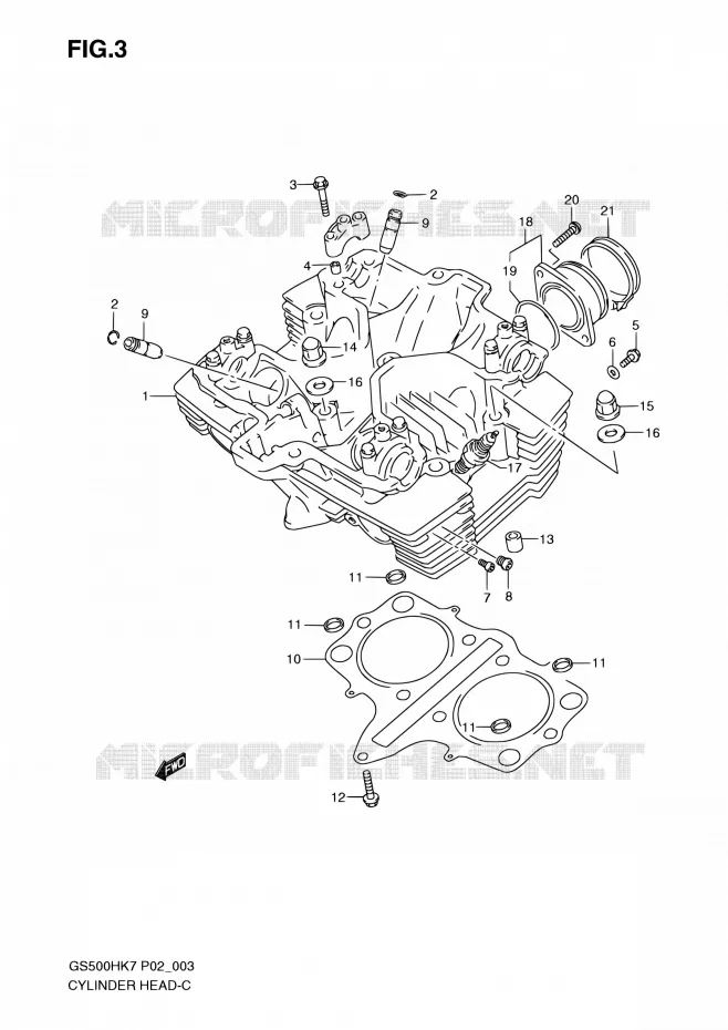 CULASSE Suzuki MOTO 500 GS-F 2007  GS500FH K7 (P02,P19,P54)