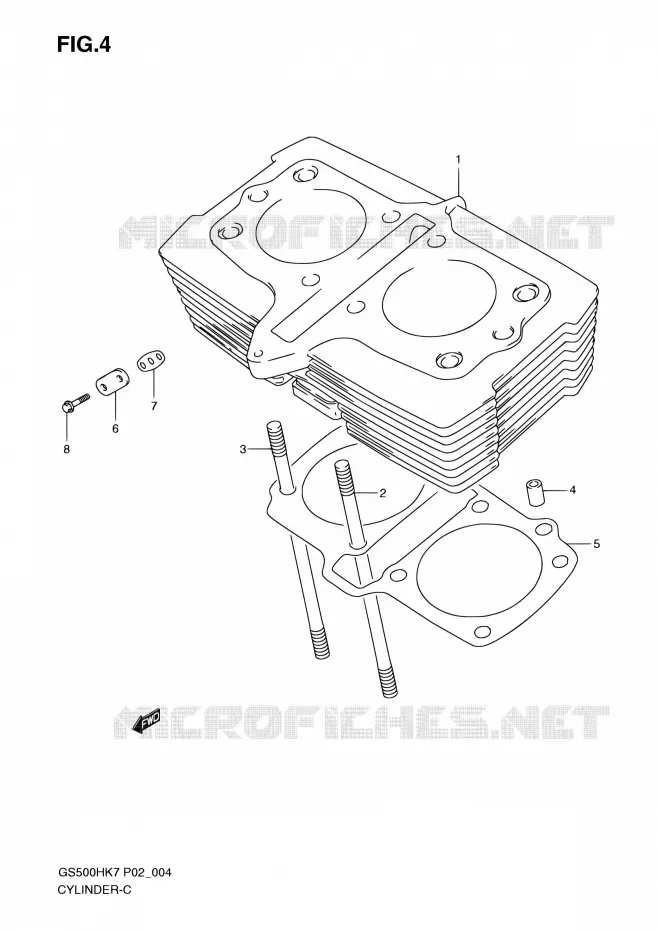 CYLINDRE Suzuki MOTO 500 GS-F 2007  GS500FH K7 (P02,P19,P54)