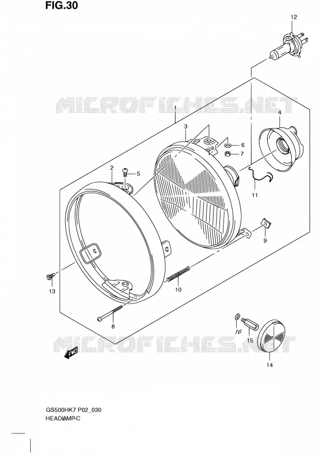 PHARE (GS500H P24) Suzuki MOTO 500 GS-F 2007  GS500FH K7 (P02,P19,P54)