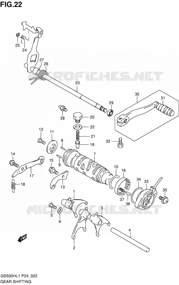 ENSEMBLE SELECTEUR DE VITESSES Suzuki MOTO 500 GS-F 2011  GS500FHL1(P24)
