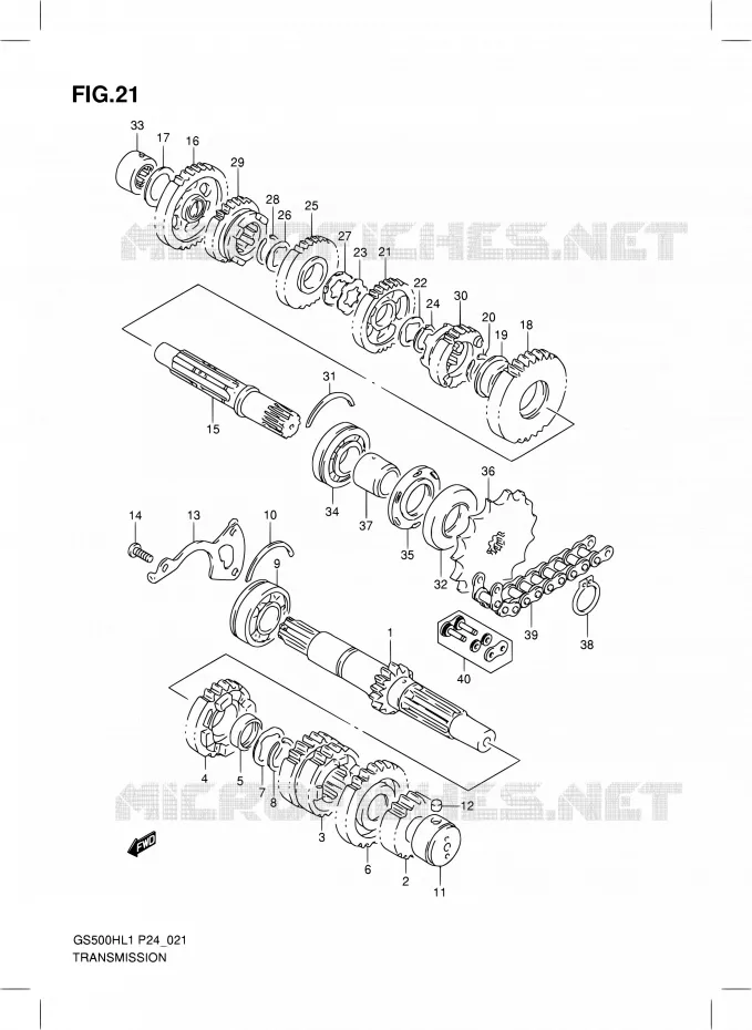 TRANSMISSION Suzuki MOTO 500 GS-F 2011  GS500FHL1(P24)