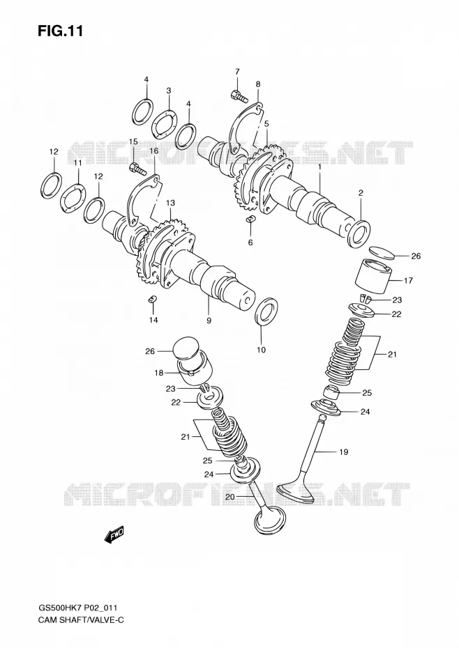 ARBRE A CAMES - VALVE Suzuki MOTO 500 GS-E 2007  GS500H K7 (P02,P19,P54)