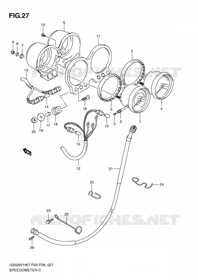 COMPTEUR (GS500FH P03, P28, P33, P95) Suzuki MOTO 500 GS-E 2007  GS500H K7/GS500FH K7 (P03,P28,P33,P95)