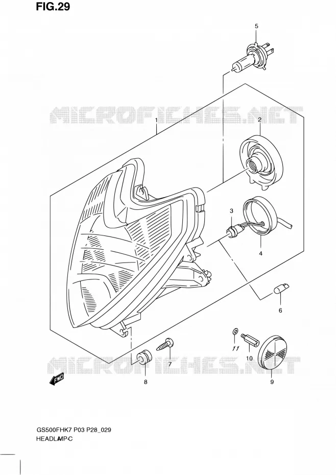PHARE (GS500FH P03, P28, P33, P95) Suzuki MOTO 500 GS-E 2007  GS500H K7/GS500FH K7 (P03,P28,P33,P95)