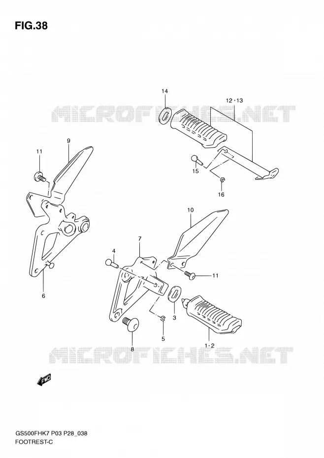 REPOSE PIED Suzuki MOTO 500 GS-E 2007  GS500H K7/GS500FH K7 (P03,P28,P33,P95)