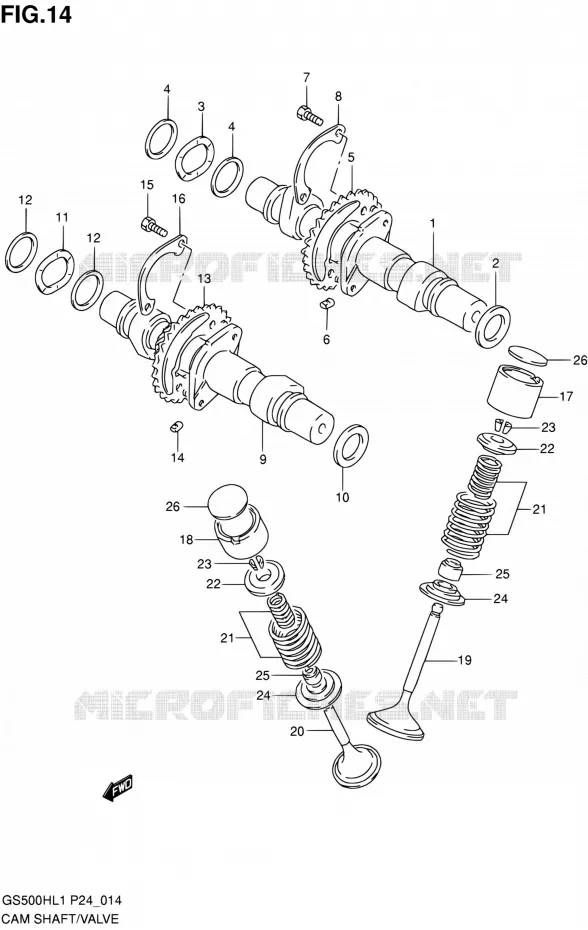 ARBRE A CAMES - VALVE Suzuki MOTO 500 GS-E 2011  GS500HL1(P24)