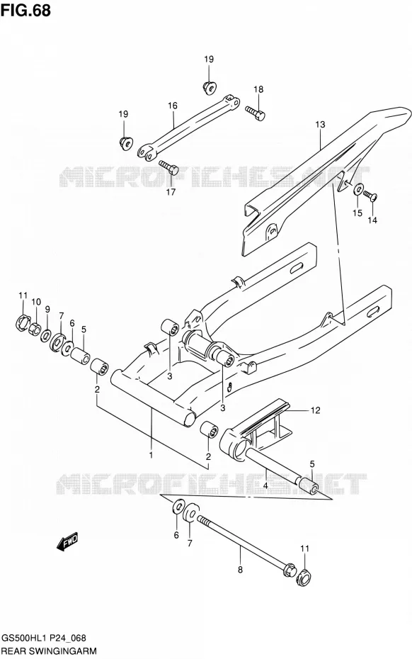 BRAS OSCILLANT ARRIERE Suzuki MOTO 500 GS-E 2011  GS500HL1(P24)
