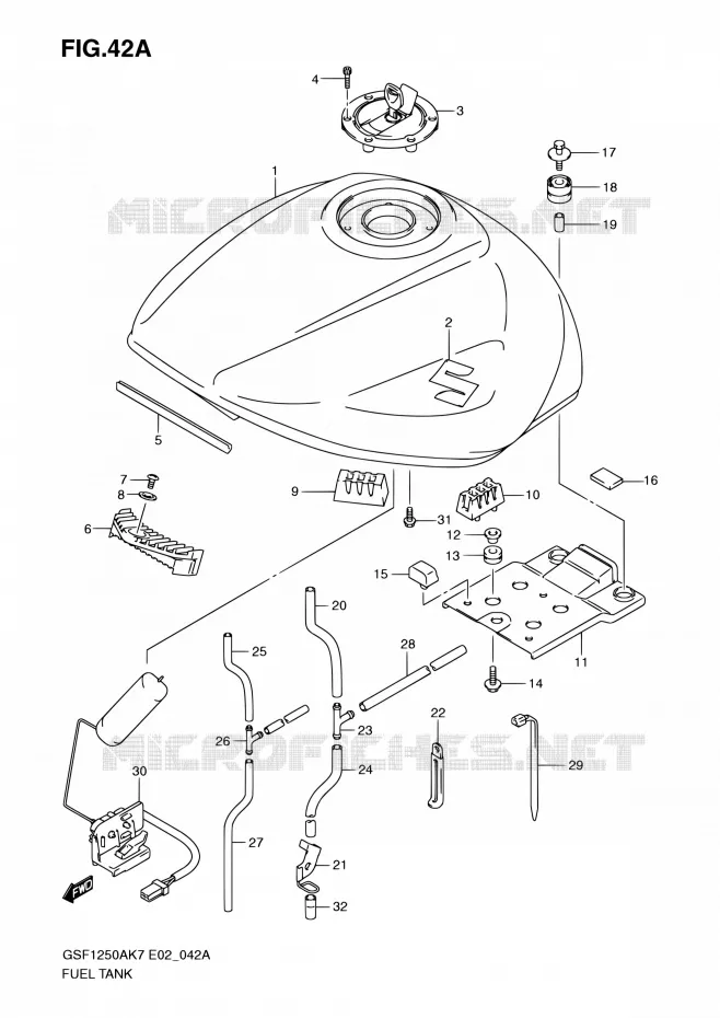 RESERVOIR D'ESSENCE (MODEL K9) Suzuki MOTO 1250 BANDIT 2009  GSF1250 K9 (E02,E19,E24,E37)