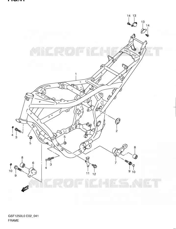 CADRE Suzuki MOTO 1250 BANDIT 2010  GSF1250 L0 (E02,E19,E24)