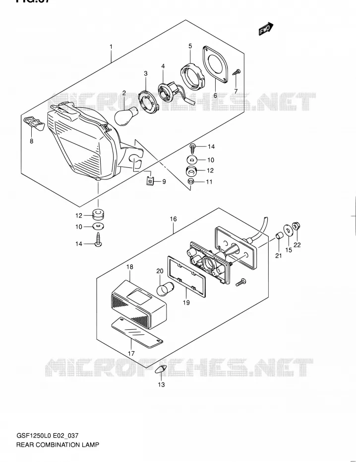 ENSEMBLE FEU ARRIERE Suzuki MOTO 1250 BANDIT 2010  GSF1250 L0 (E02,E19,E24)