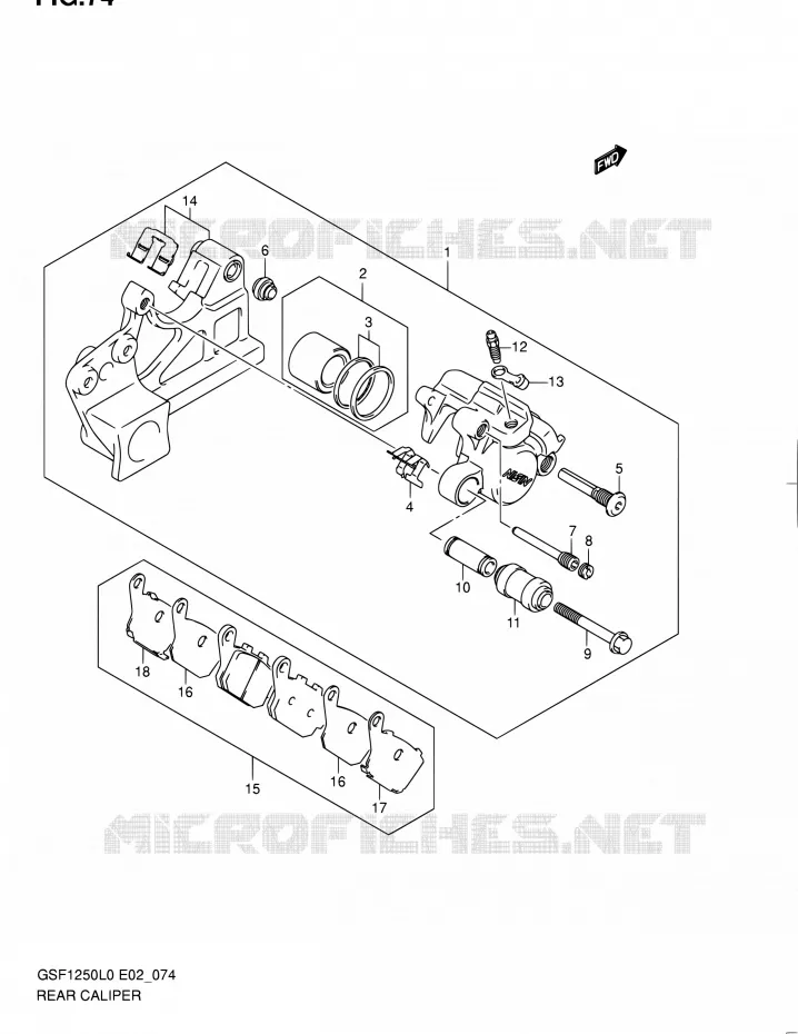 ETRIER DE FREIN ARRIERE (GSF1250AL0) Suzuki MOTO 1250 BANDIT 2010  GSF1250 L0 (E02,E19,E24)