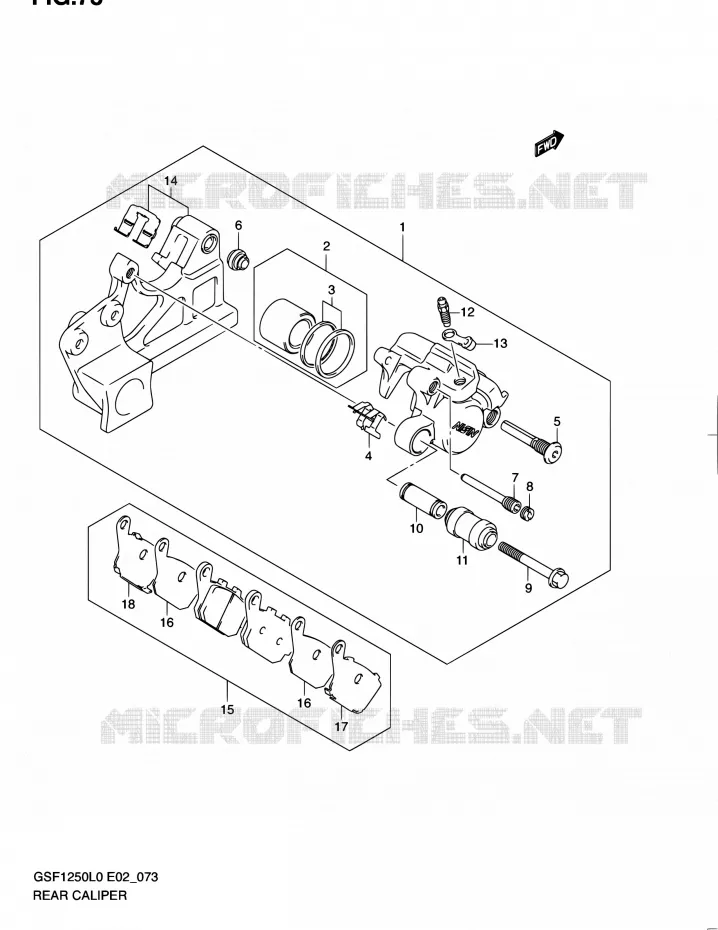 ETRIER DE FREIN ARRIERE (GSF1250L0) Suzuki MOTO 1250 BANDIT 2012  GSF1250 L0 (E02,E19,E24)