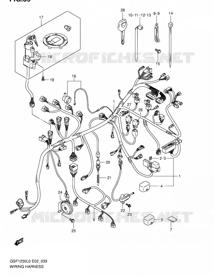 FAISCEAU ELECTRIQUE (GSF1250AL0) Suzuki MOTO 1250 BANDIT 2010  GSF1250 L0 (E02,E19,E24)