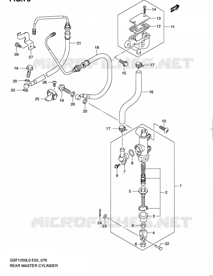 MAITRE CYLINDRE ARRIERE (GSF1250AL0) Suzuki MOTO 1250 BANDIT 2010  GSF1250 L0 (E02,E19,E24)