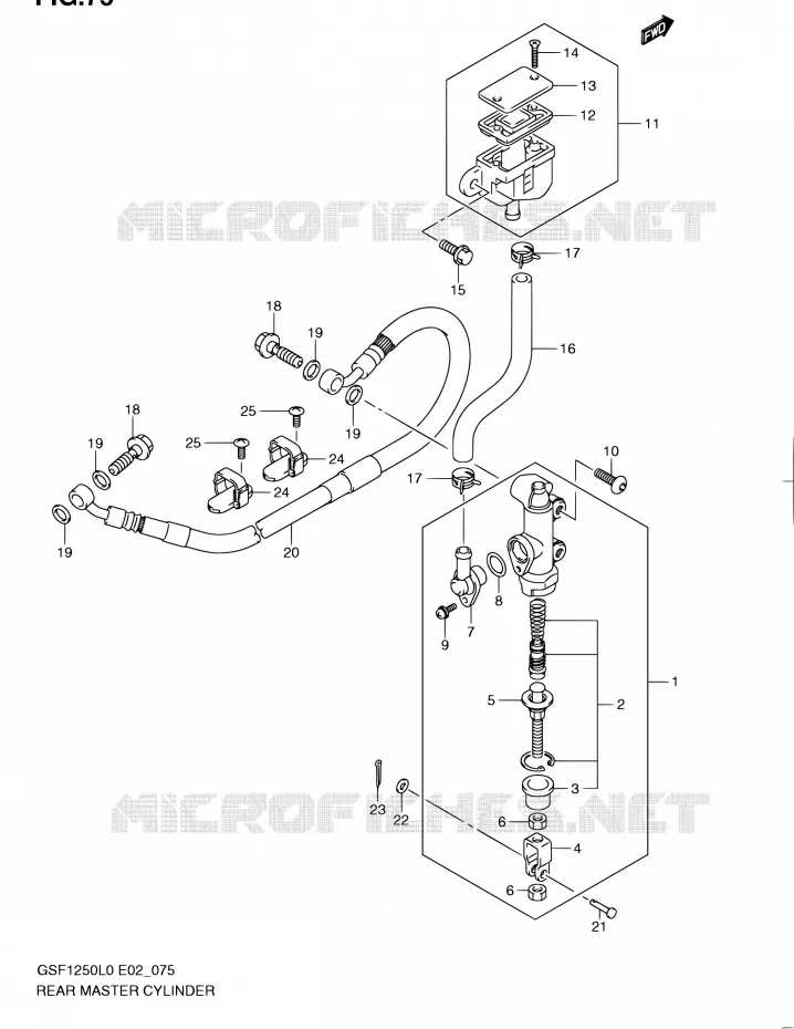 MAITRE CYLINDRE ARRIERE (GSF1250L0) Suzuki MOTO 1250 BANDIT 2012  GSF1250 L0 (E02,E19,E24)