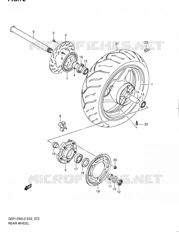 ROUE ARRIERE (GSF1250AL0) Suzuki MOTO 1250 BANDIT 2011  GSF1250 L0 (E02,E19,E24)