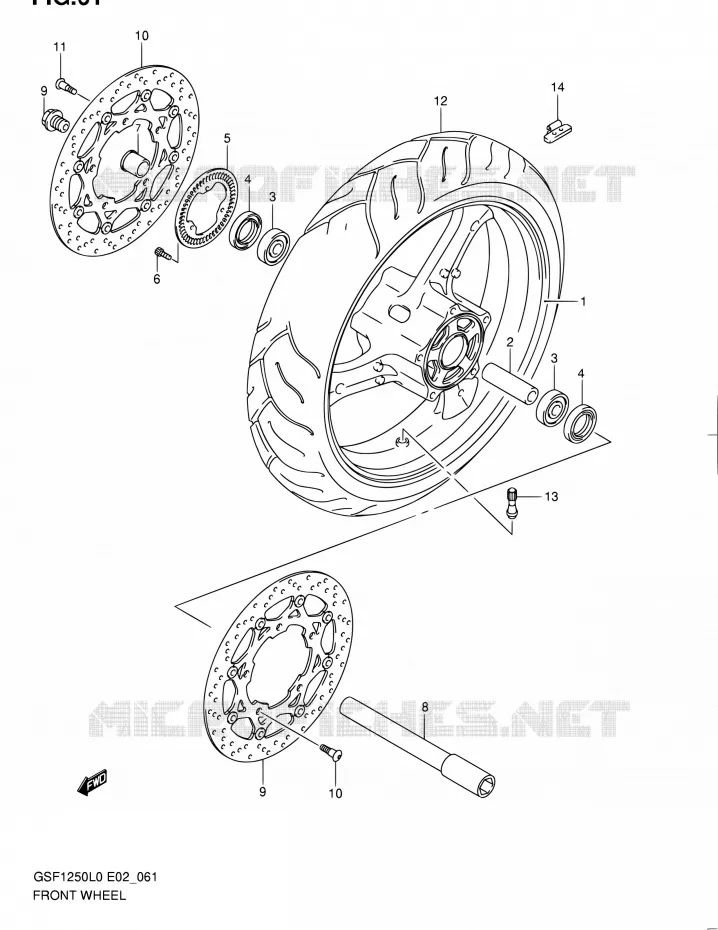 ROUE AVANT (GSF1250AL0) Suzuki MOTO 1250 BANDIT 2010  GSF1250 L0 (E02,E19,E24)