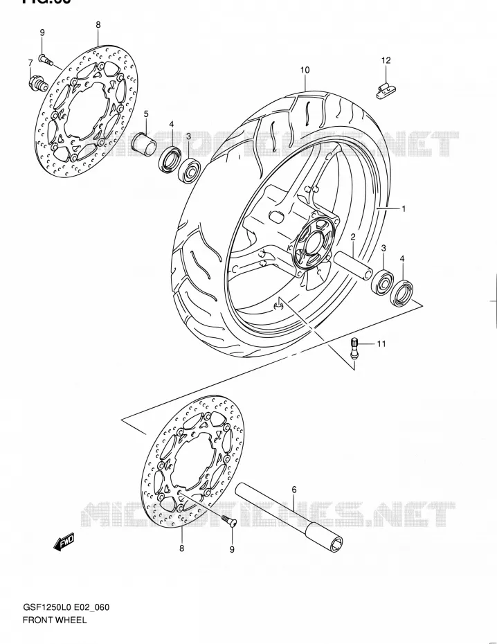 ROUE AVANT (GSF1250L0) Suzuki MOTO 1250 BANDIT 2011  GSF1250 L0 (E02,E19,E24)