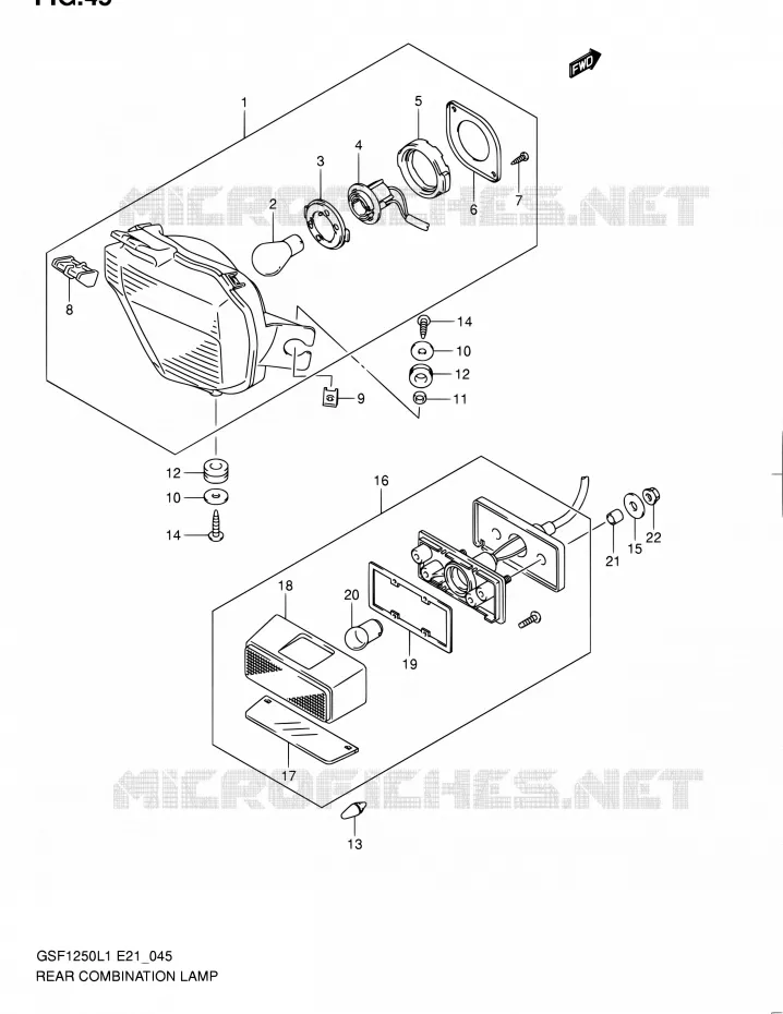 ENSEMBLE FEU ARRIERE Suzuki MOTO 1250 BANDIT 2011  GSF1250L1