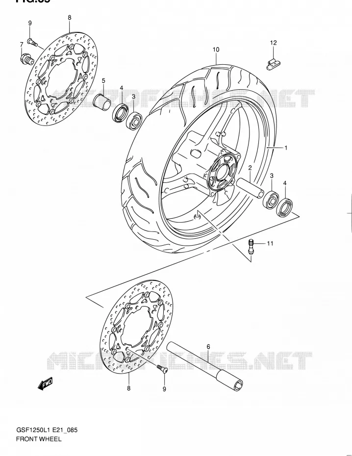 ROUE AVANT (GSF1250L1 E21) Suzuki MOTO 1250 BANDIT 2011  GSF1250L1