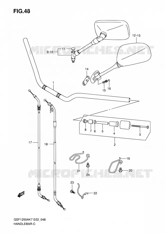 GUIDON (MODEL K7/K8/K9) Suzuki MOTO 1250 BANDIT 2007  GSF1250A K7 (E02,E19,E24,E37)