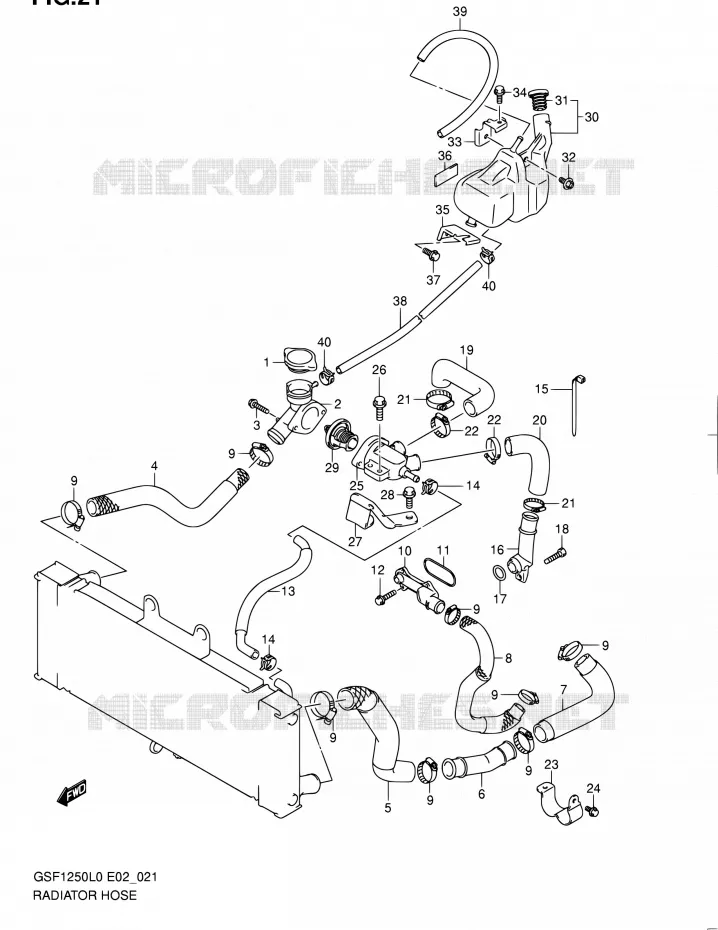DURITE DE RADIATEUR Suzuki MOTO 1250 BANDIT 2010  GSF1250AL0(E19,E24)