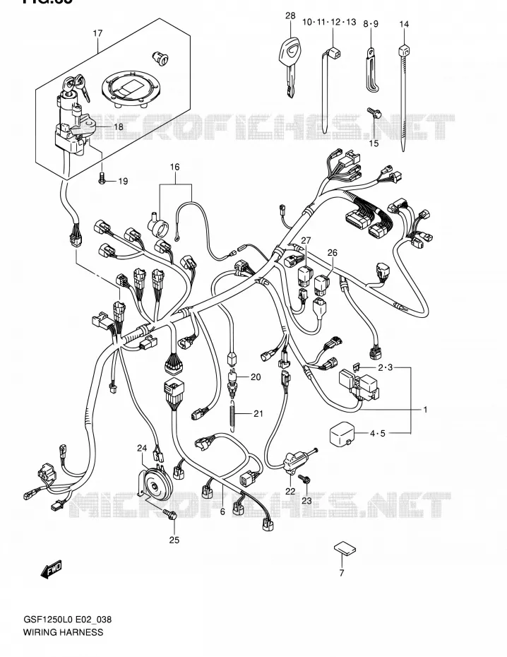 FAISCEAU ELECTRIQUE (GSF1250L0) Suzuki MOTO 1250 BANDIT 2010  GSF1250AL0(E19,E24)