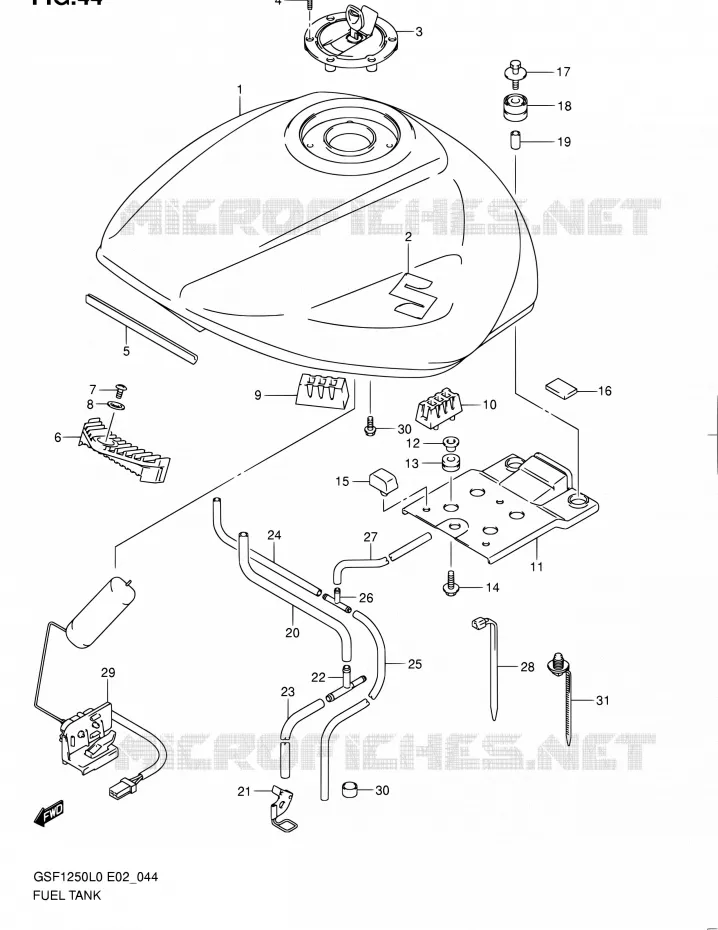 RESERVOIR D'ESSENCE Suzuki MOTO 1250 BANDIT 2010  GSF1250AL0(E19,E24)