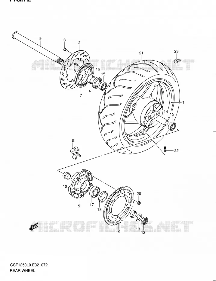 ROUE ARRIERE (GSF1250AL0) Suzuki MOTO 1250 BANDIT 2010  GSF1250AL0(E19,E24)