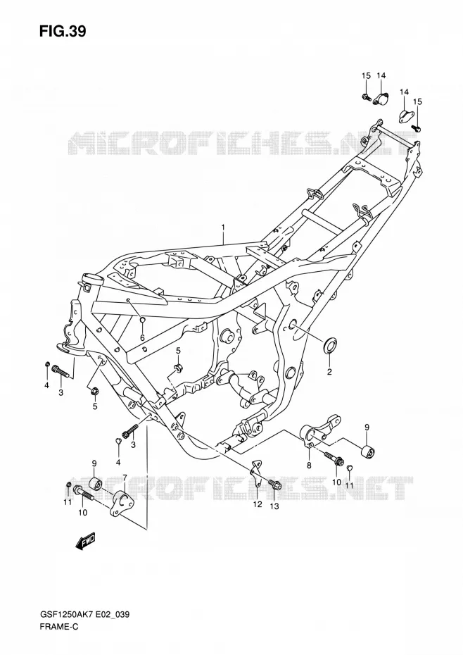 CADRE (MODEL K7/K8) Suzuki MOTO 1250 BANDIT 2007  GSF1250S K7 (E02,E19,E24,E37)
