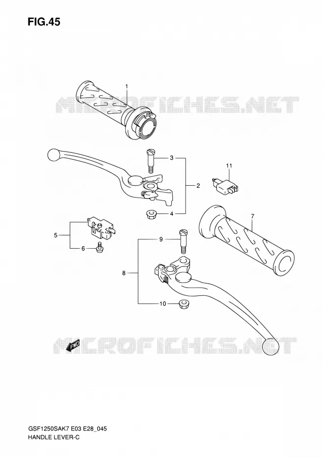 ENSEMBLE LEVIERS - POIGNEES Suzuki MOTO 1250 BANDIT 2007  GSF1250S K7 (E03,E28,E33)