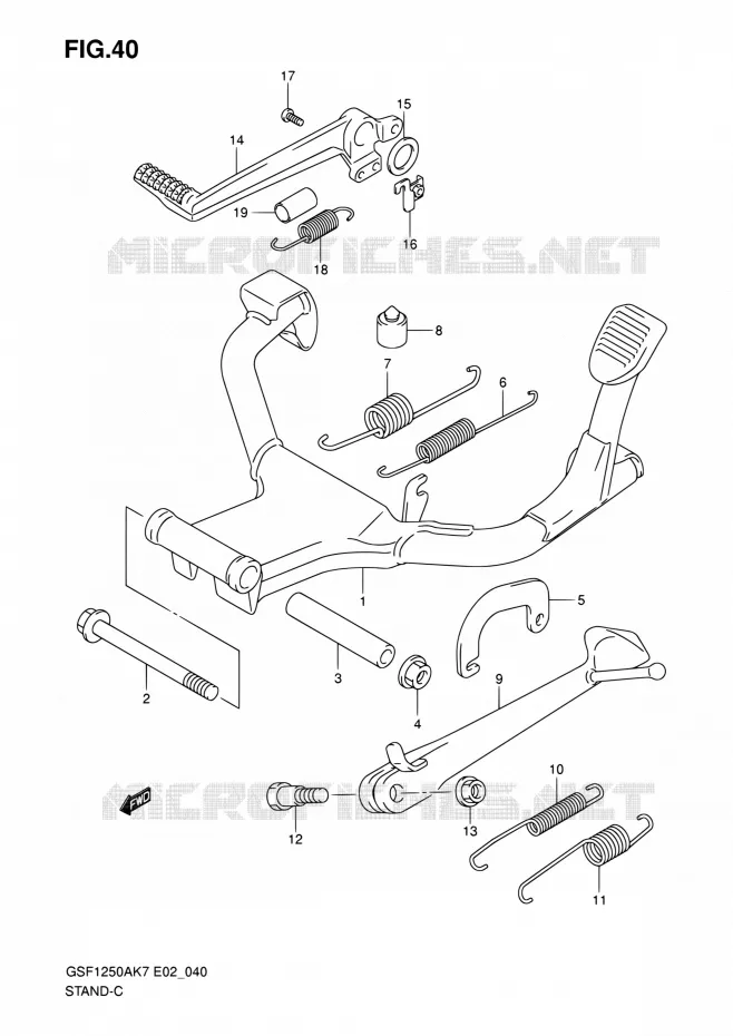 BEQUILLE Suzuki MOTO 1250 BANDIT 2008  GSF1250S K8 (E02,E19,E24,E37)