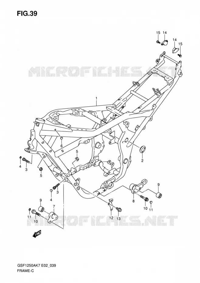 CADRE (MODEL K7/K8) Suzuki MOTO 1250 BANDIT 2008  GSF1250S K8 (E02,E19,E24,E37)