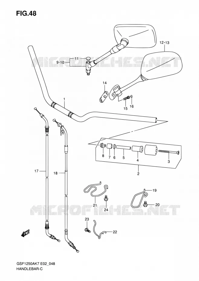 GUIDON (MODEL K7/K8/K9) Suzuki MOTO 1250 BANDIT 2009  GSF1250S K9 (E02,E19,E24,E37)