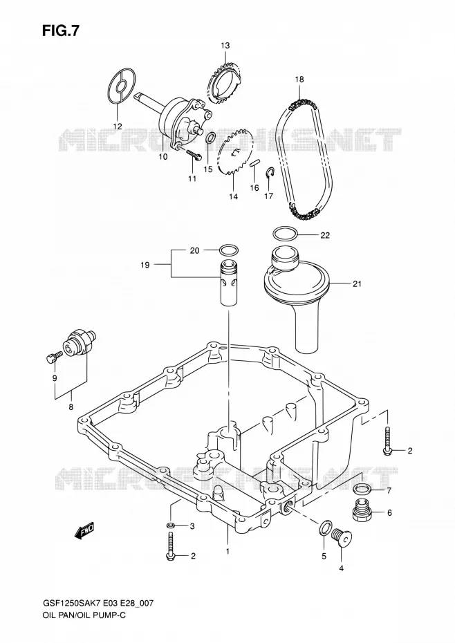 CARTER INFERIEUR - POMPE A HUILE Suzuki MOTO 1250 BANDIT 2009  GSF1250S K9 (E03,E28,E33)