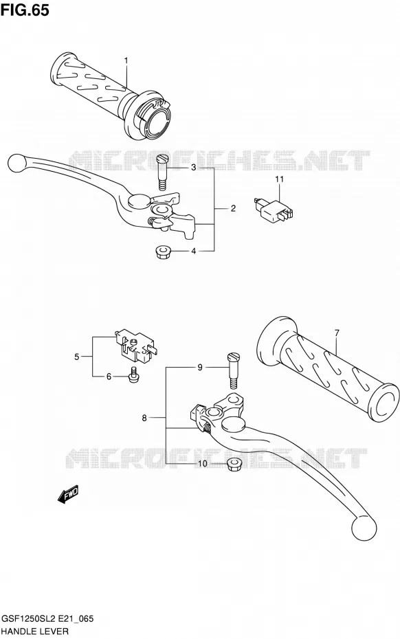 ENSEMBLE LEVIERS - POIGNEES (GSF1250SAL2 E24) Suzuki MOTO 1250 BANDIT 2012  GSF1250SL2(E24)