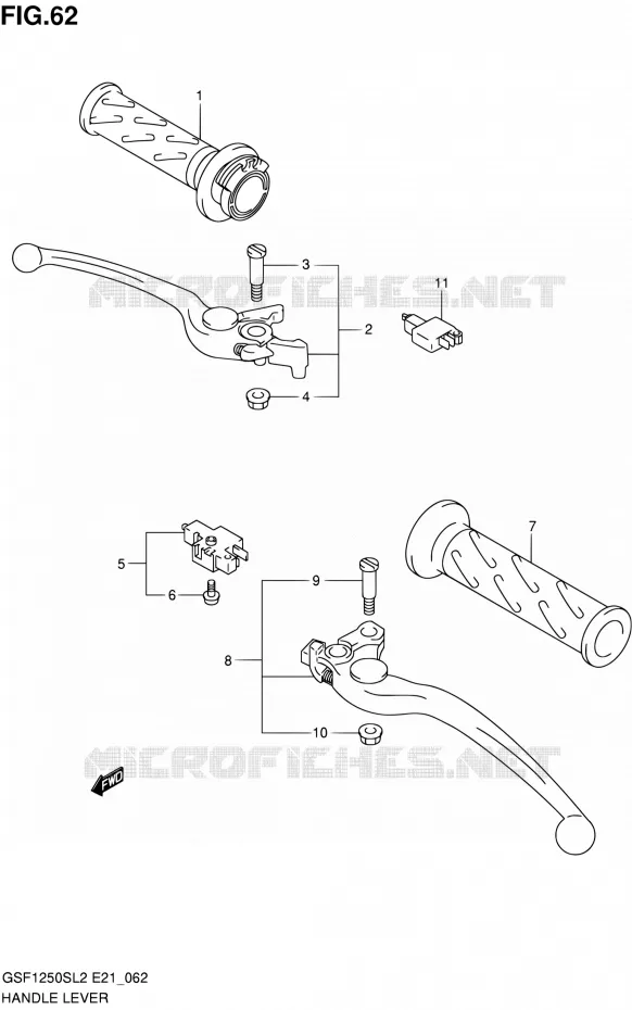 ENSEMBLE LEVIERS - POIGNEES (GSF1250SL2 E21) Suzuki MOTO 1250 BANDIT 2012  GSF1250SL2(E24)