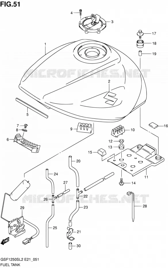RESERVOIR D'ESSENCE (GSF1250SL2 E21) Suzuki MOTO 1250 BANDIT 2012  GSF1250SL2(E24)