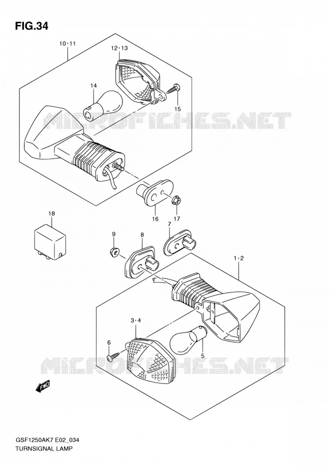 CLIGNOTANTS Suzuki MOTO 1250 BANDIT 2012  GSF1250SA L0 (E02,E19,E24,E37)