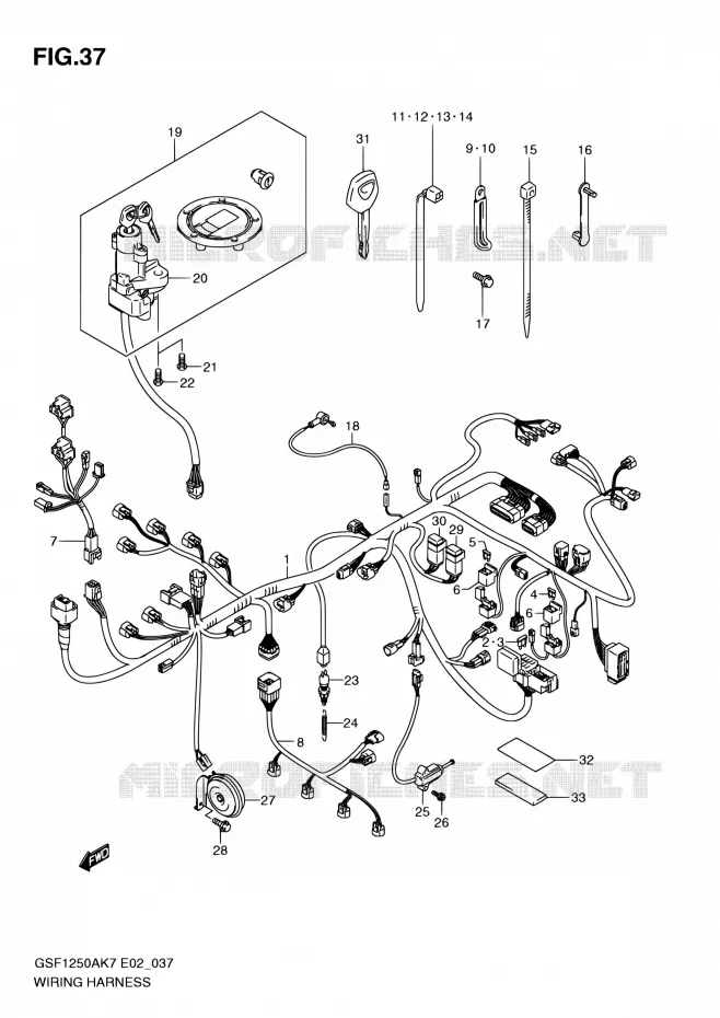 FAISCEAU ELECTRIQUE (GSF1250SAK7/SAK8/SAK9/SAZK9/SAL0) Suzuki MOTO 1250 BANDIT 2012  GSF1250SA L0 (E02,E19,E24,E37)