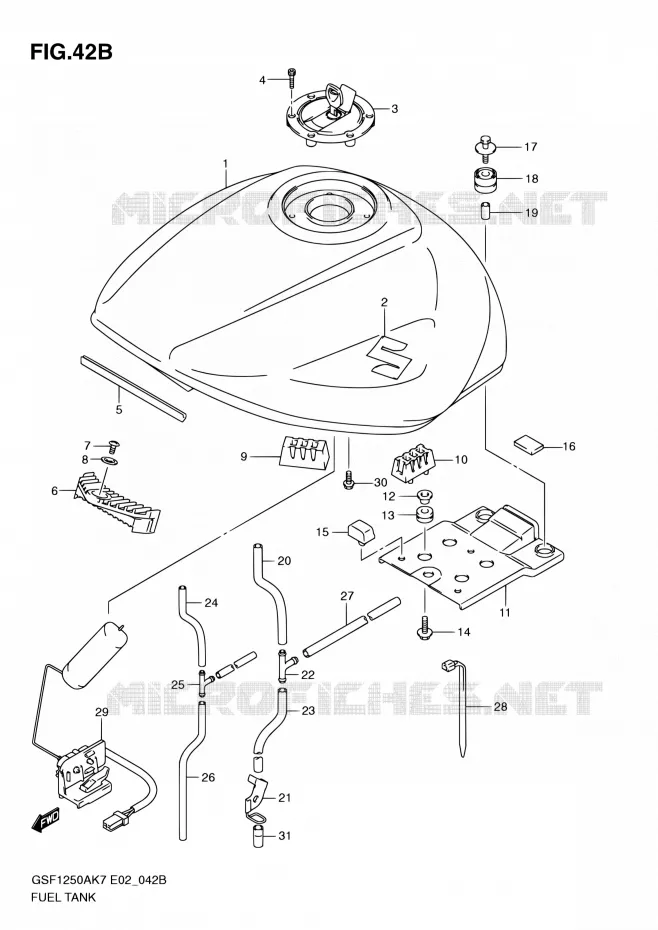 RESERVOIR D'ESSENCE (MODEL L0) Suzuki MOTO 1250 BANDIT 2012  GSF1250SA L0 (E02,E19,E24,E37)