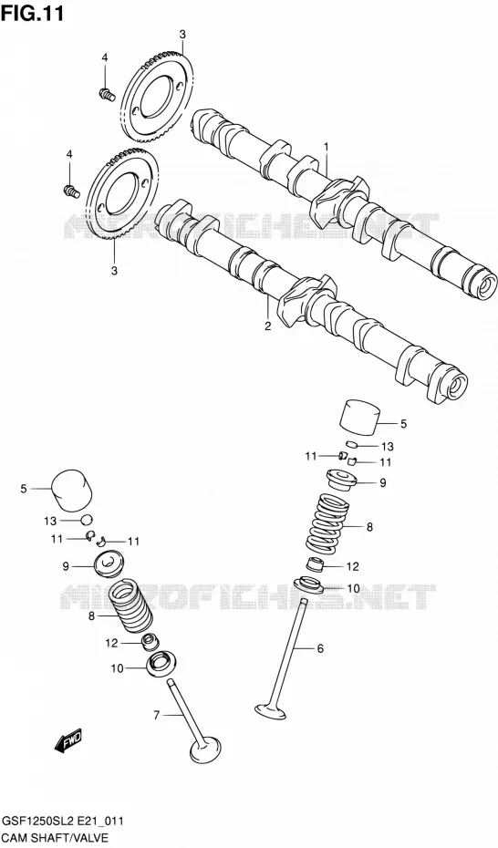 ARBRE A CAMES - VALVE Suzuki MOTO 1250 BANDIT 2012  GSF1250SAL2(E21)