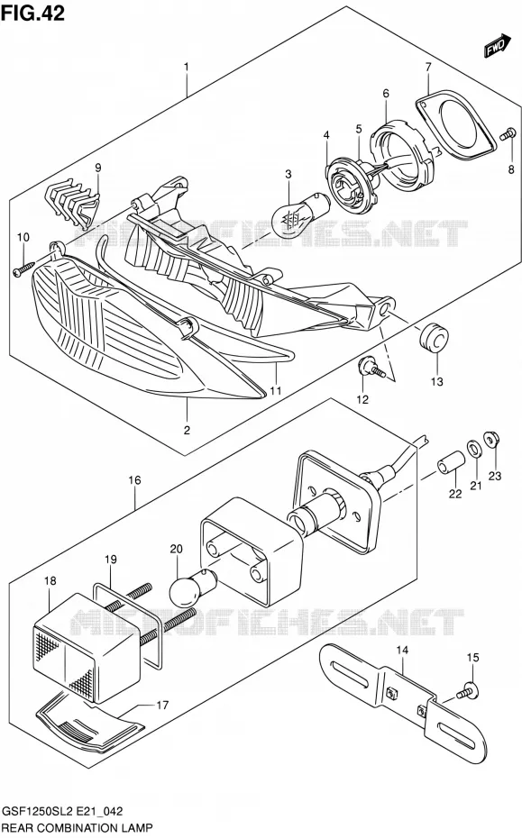 ENSEMBLE FEU ARRIERE Suzuki MOTO 1250 BANDIT 2012  GSF1250SAL2(E21)