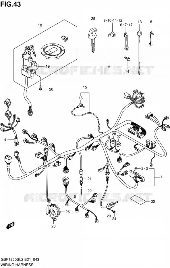 FAISCEAU ELECTRIQUE (GSF1250SL2 E21) Suzuki MOTO 1250 BANDIT 2012  GSF1250SAL2(E21)