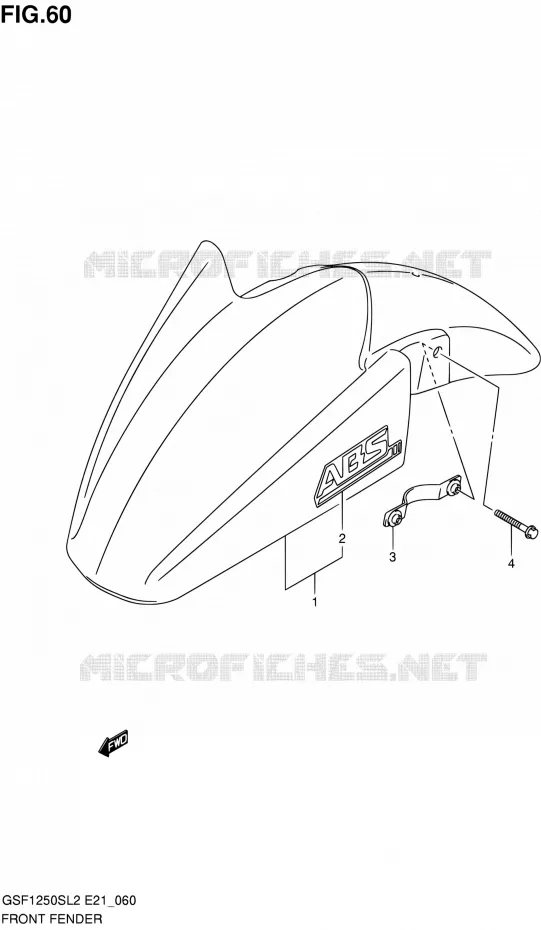 GARDE BOUE AVANT (GSF1250SAL2 E24) Suzuki MOTO 1250 BANDIT 2012  GSF1250SAL2(E21)