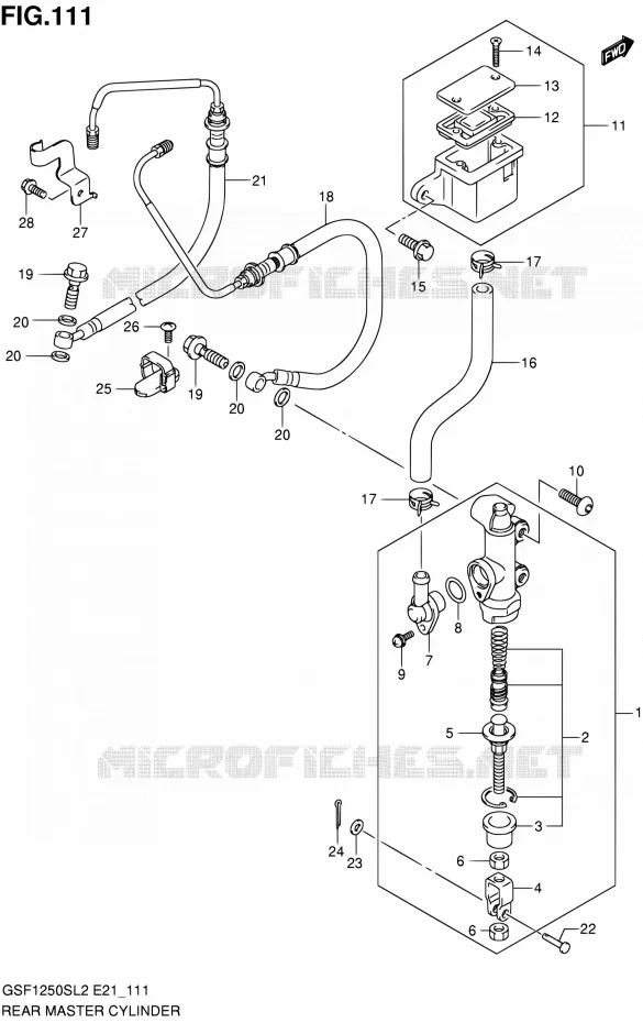 MAITRE CYLINDRE ARRIERE (GSF1250SAL2 E24) Suzuki MOTO 1250 BANDIT 2012  GSF1250SAL2(E21)